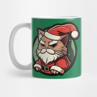 Grumpy Looking Santa Cat Mug